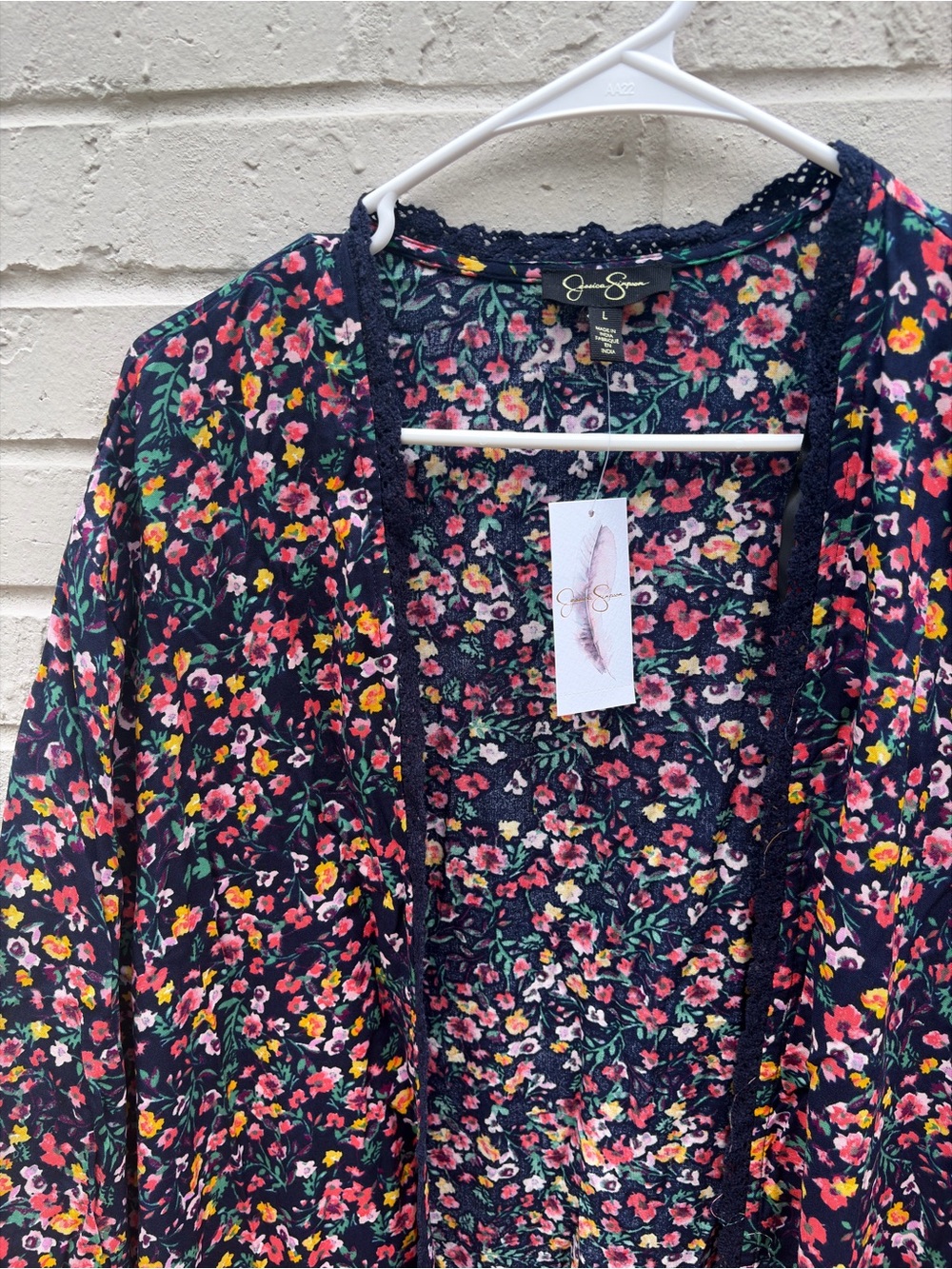 NWT Jessica Simpson Boho Floral Open-Front Kimono Cardigan - Picture 2 of 8